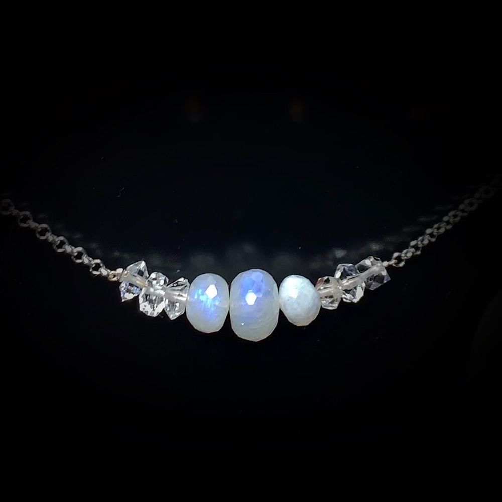 Moonstone & Herkimer Diamond Chocker Necklace! SALE!